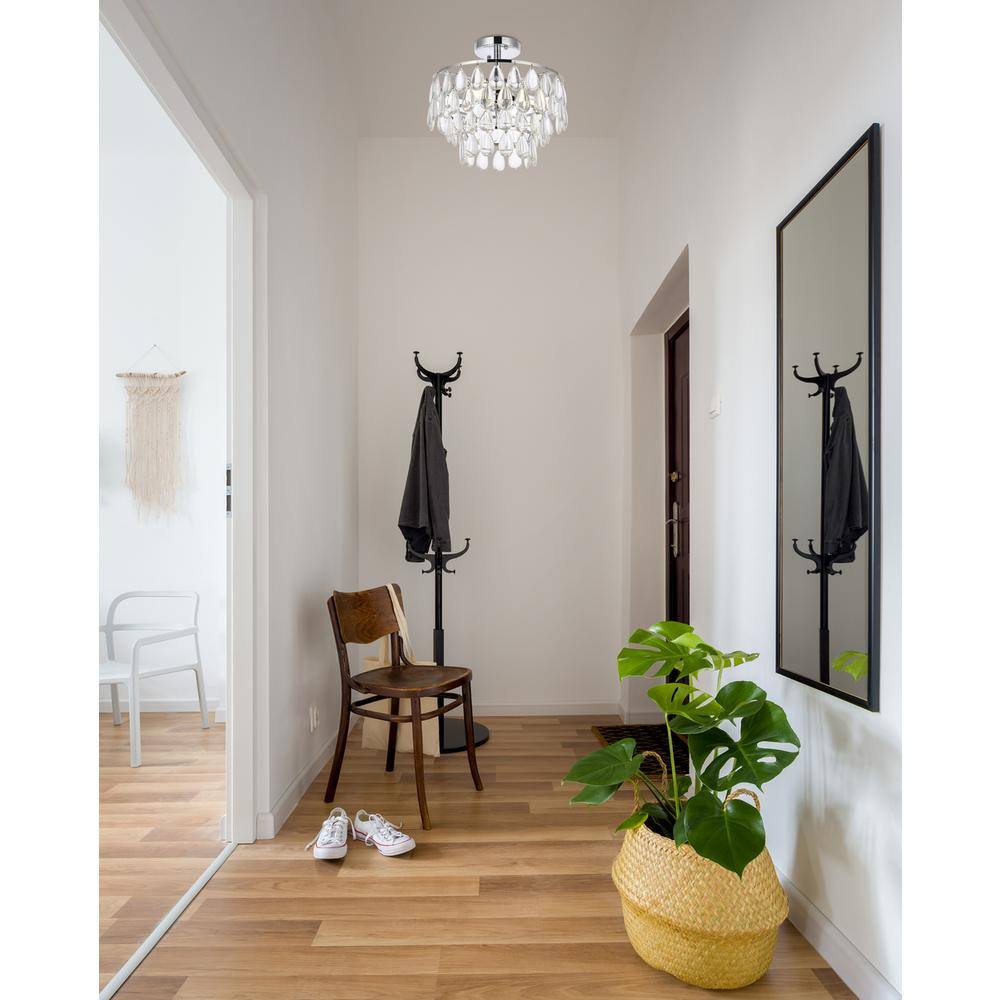 Left. Elegant Lighting - Mila 14 inch flush mount in chrome - Chrome.