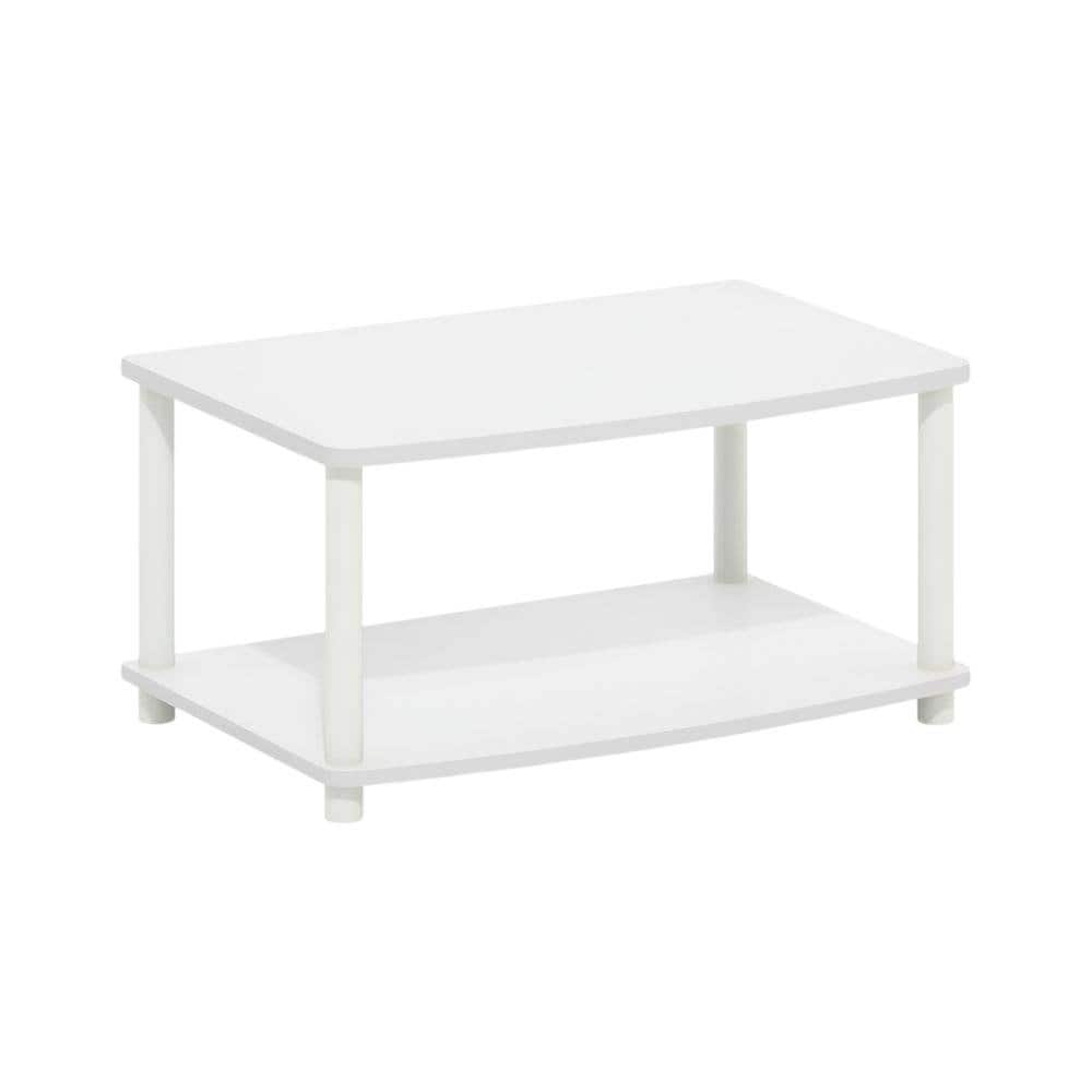 FurniFact - 2-Tier Elevated TV Stand with Rubberwood Solids and Walnut Veneers - White price history on PriceWatchPro