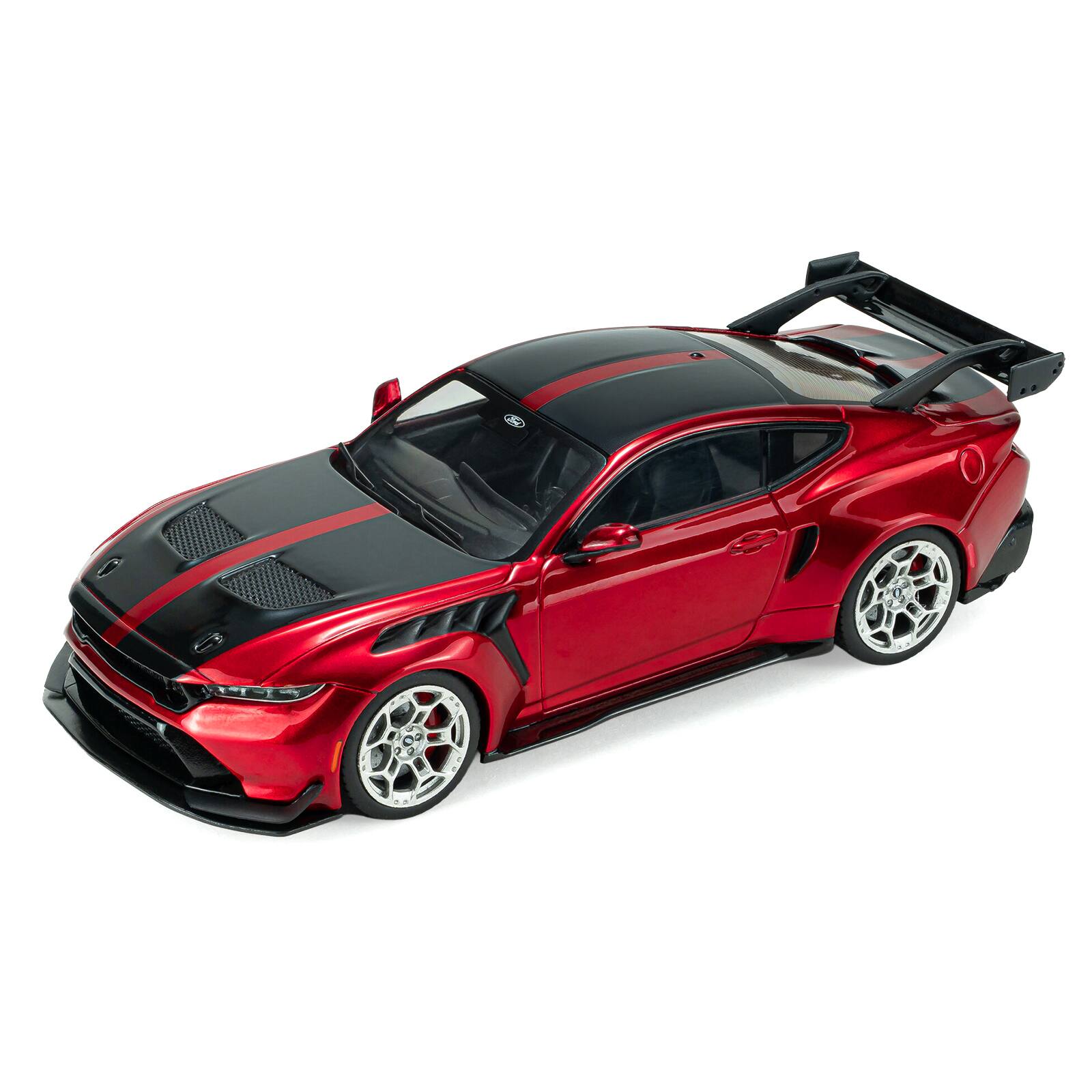 Alt View 1. Solido - 2025 Ford Mustang GTD Chroma Flame Red Metallic with Black Stripes 1/43 Diecast Model Car by Solido.