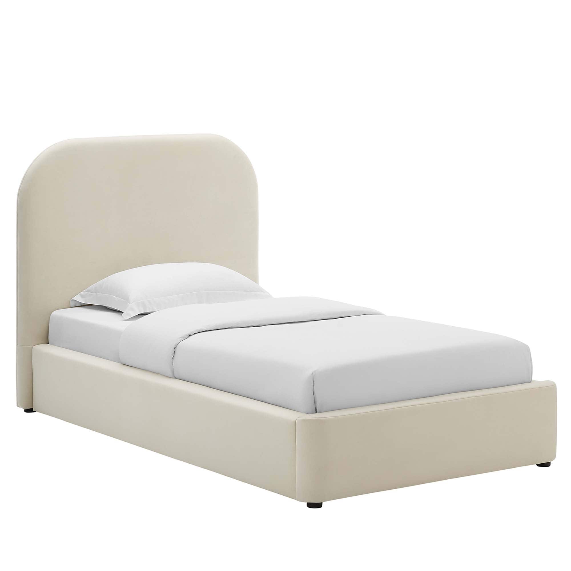 Modway - Keynote Performance Velvet Curved Twin Platform Bed - White