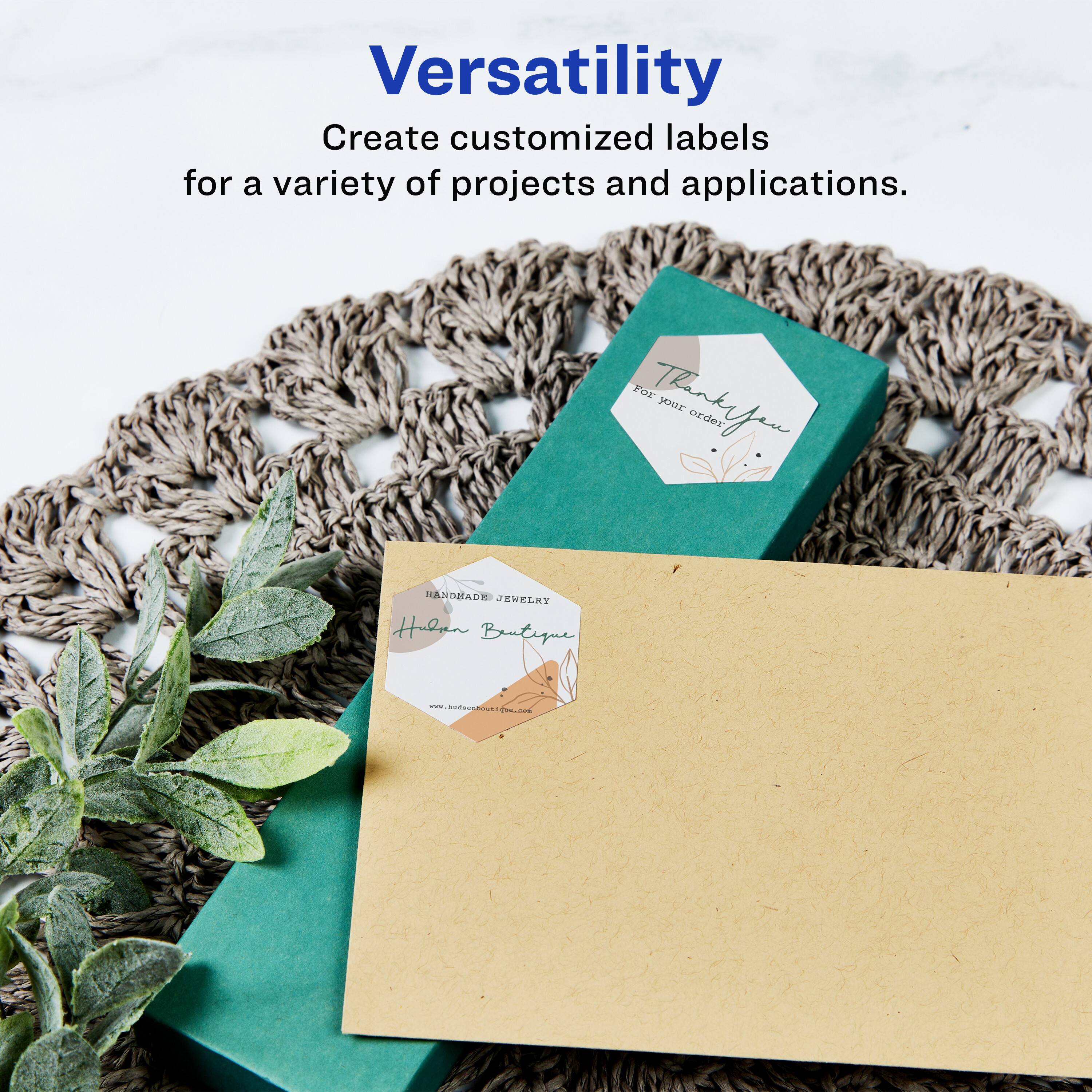 Versatility  
Create customized labels for a variety of projects and applications.  

For your order:  
HANDMADE JEWELRY  
Hilmn Boutique