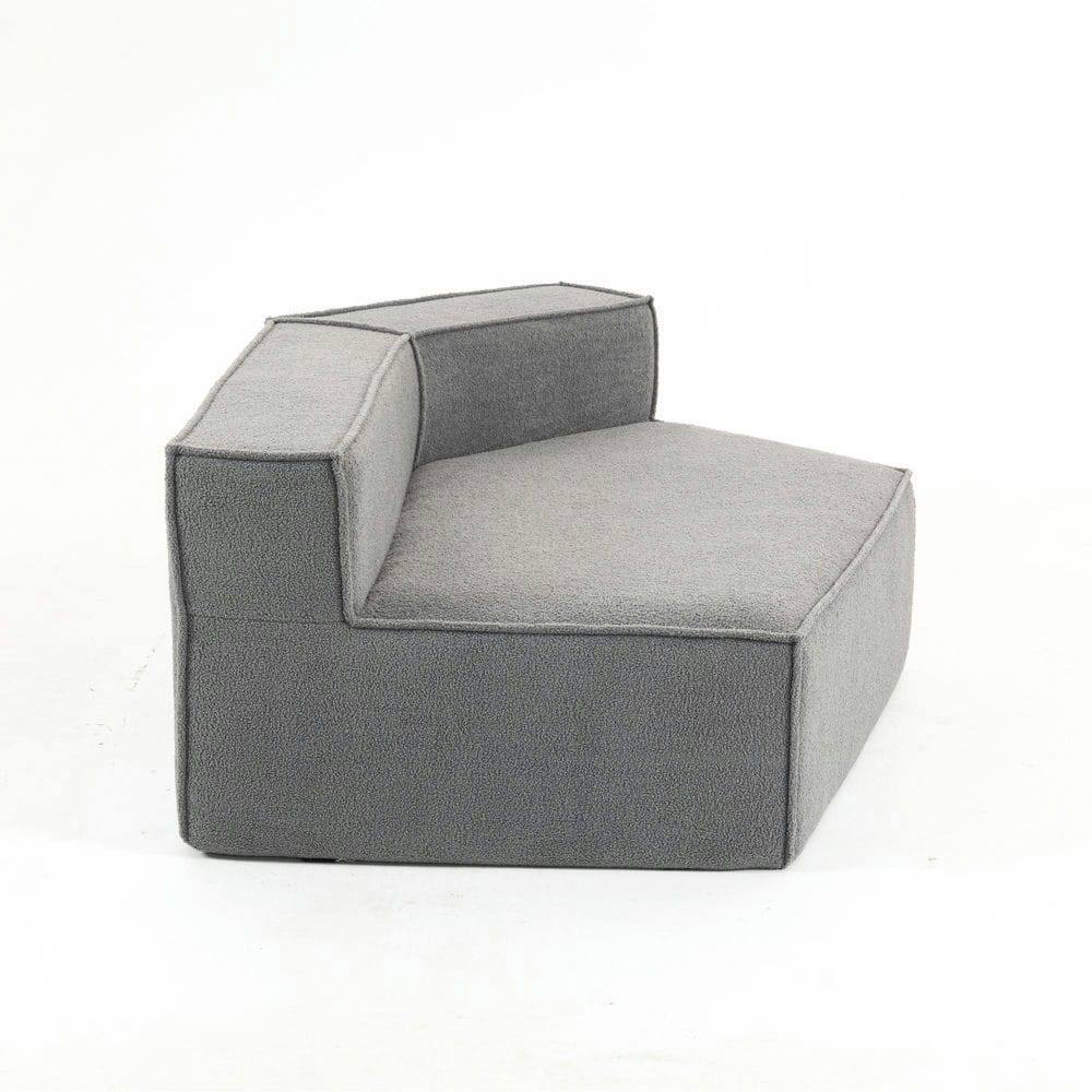 Alt View 9. Resenkos - Grey Teddy Fleece Single Sofa Chair - Compressed Modular Wide Seat with 3 Back Cushions, Soft All-Foam Home Lounge Chair - Gray.