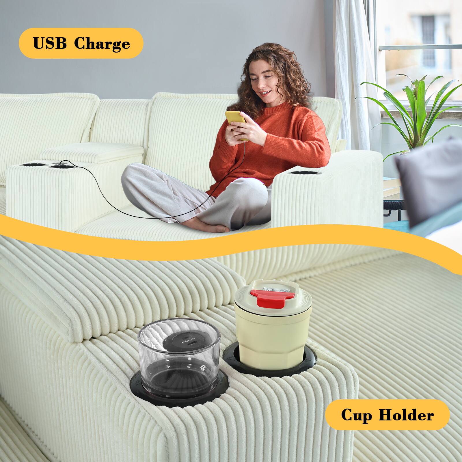 USB Charge  
Cup Holder