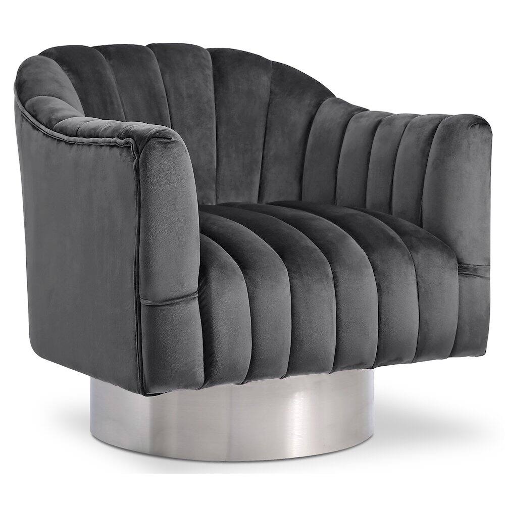 Meridian Furniture - Farrah Grey Velvet Accent Chair - Gray