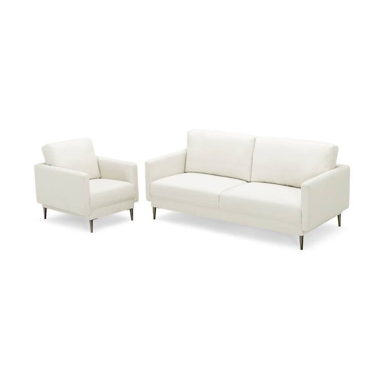 Alt View 5. Kadyn - Modern Upholstered Accent Chair with Removable Backrest Cushion, Fabric Lazy Chair Large Accent Chair - White.