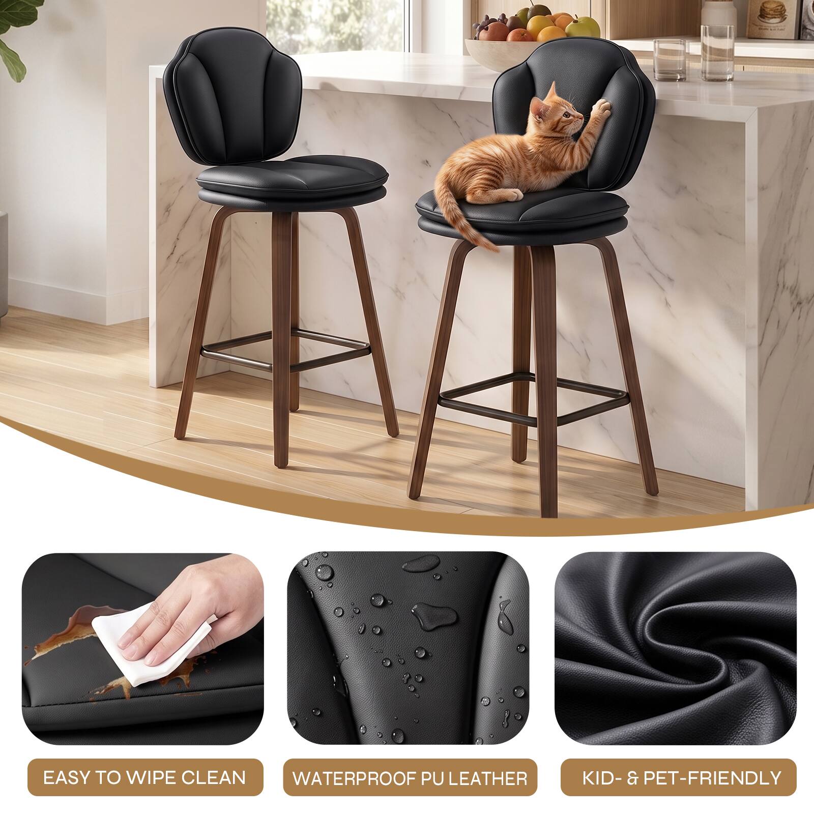 EASY TO WIPE CLEAN  
WATERPROOF PU LEATHER  
KID- & PET-FRIENDLY