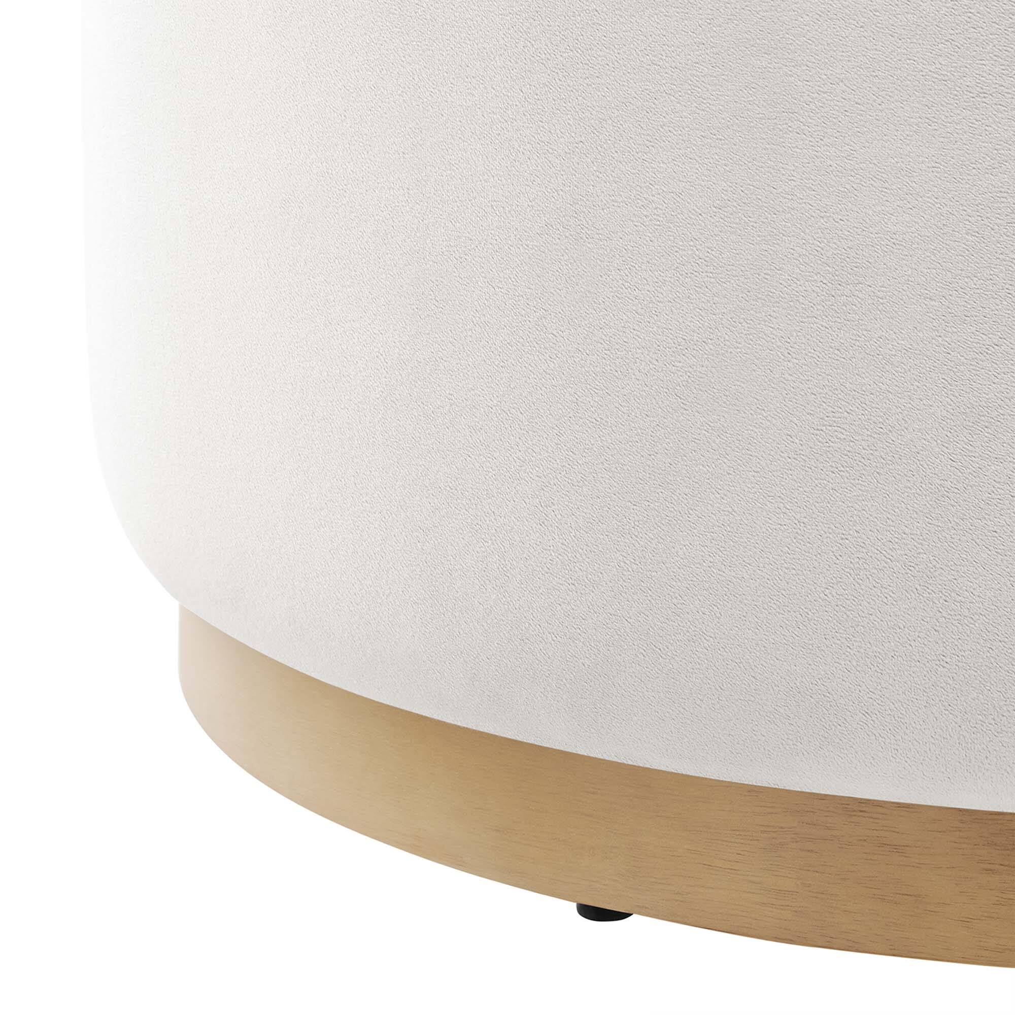 Alt View 3. Modway - Tilden Large 29" Round Performance Velvet Upholstered Ottoman by Modway - Alabaster Natural.