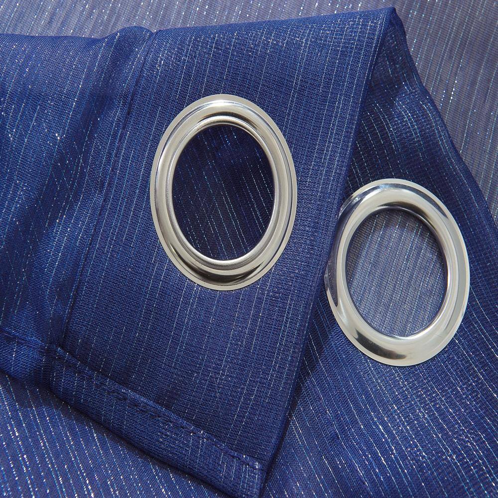 Left. RT Designers Collection - Stylish Navy Blue Lonnie Grommet Curtain Panel - 54x90 Inches - Navy.