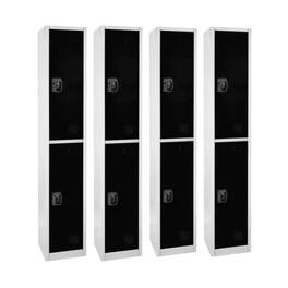 AdirOffice - Storage Locker 629-Series 72" H 2-Tier Steel Key Lock 2-Shelf Locker with Key Lock, 4/Pack - Black