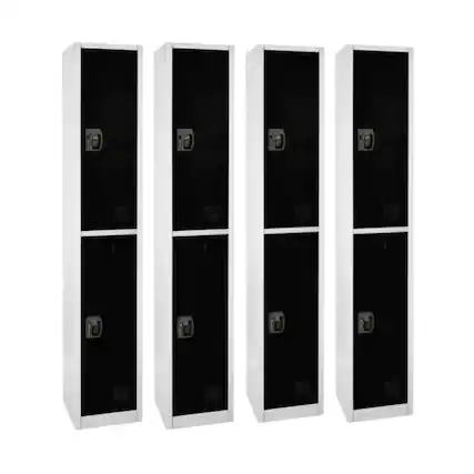 Front. AdirOffice - Storage Locker 629-Series 72" H 2-Tier Steel Key Lock 2-Shelf Locker with Key Lock, 4/Pack - Black.