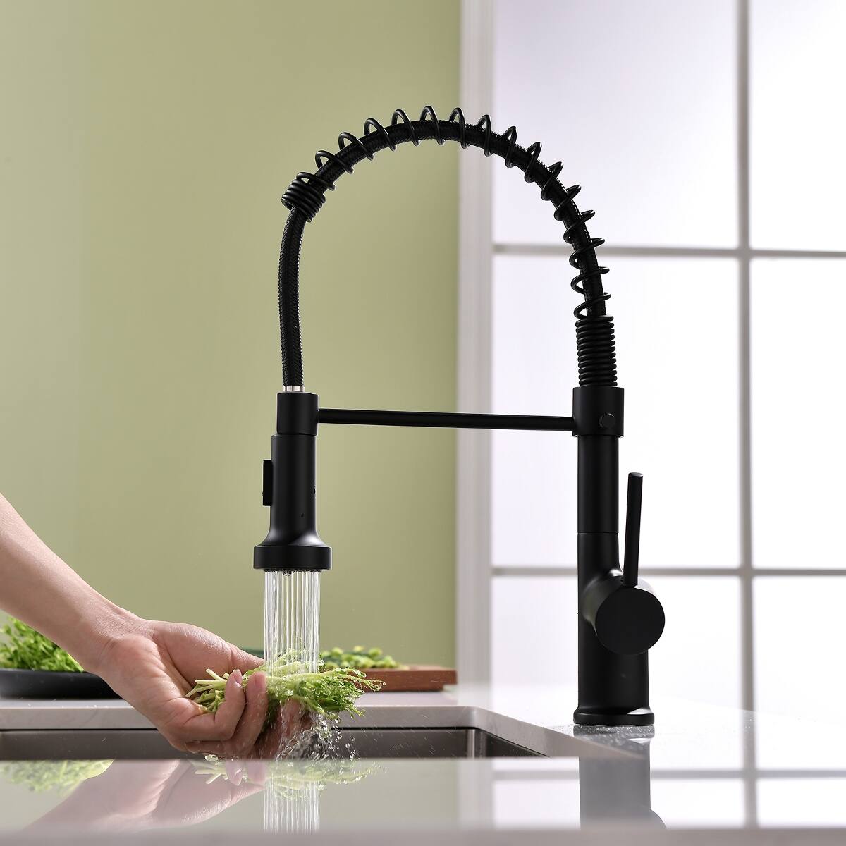 Ropilly Commercial Kitchen Faucet with Pull Down Sprayer, Single Handle ...