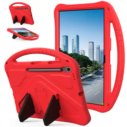 Front. Dteck - For Samsung Galaxy Tab S10 FE+ 2025 13.1-inch Lightweight EVA Shockproof Handle Stand Kids Case Cover - Red.