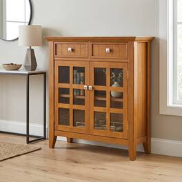 Simpli Home - Acadian Solid Wood 36 inch Wide Transitional Entryway Hallway Storage Cabinet - Light Golden Brown