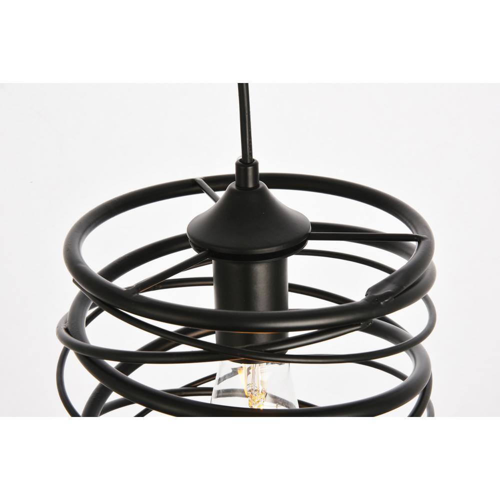 Left. Living District - Hopper Collection Pendant D7.9 H11.8 Lt:1 Black Finish - Black.