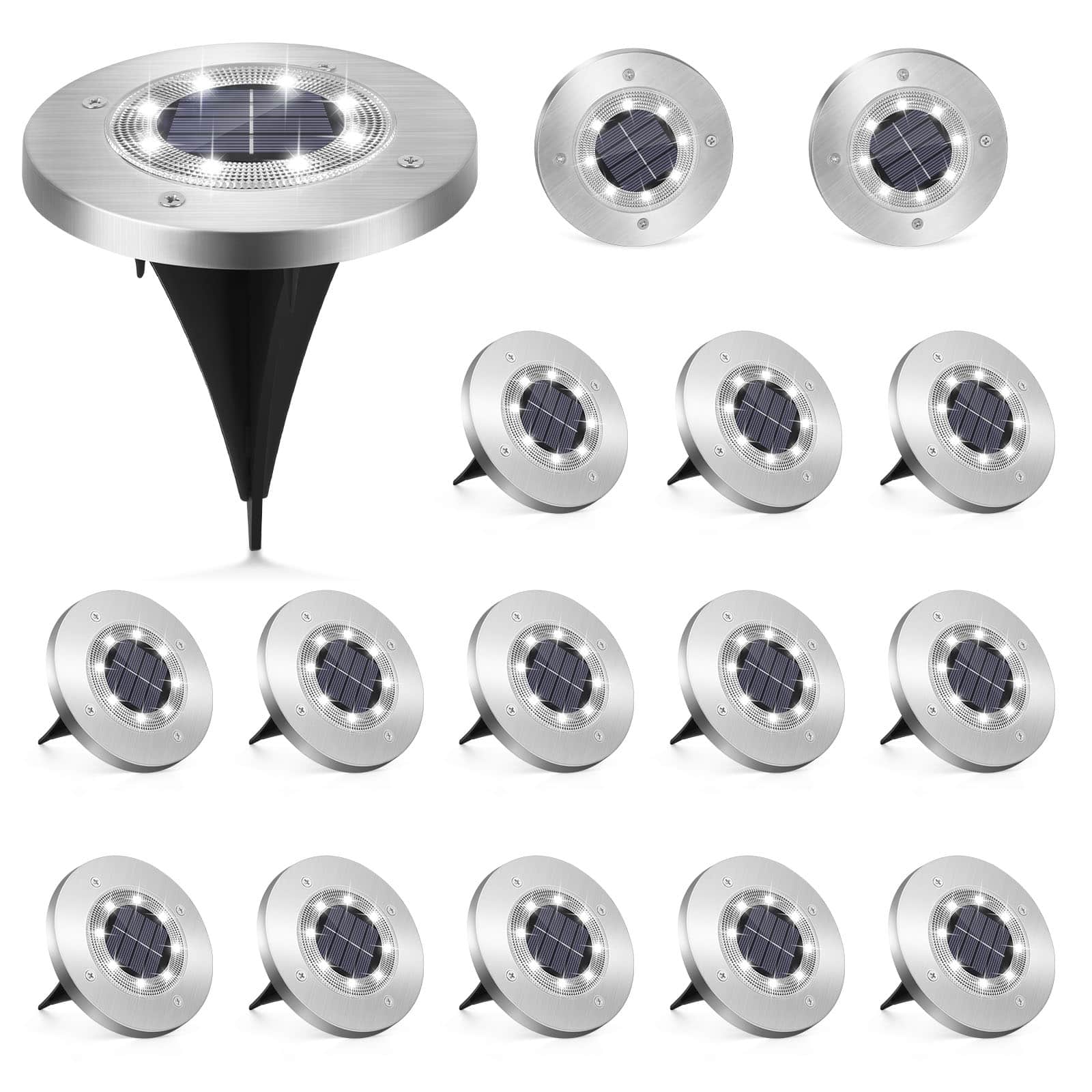 Oumilen - 16 Pack Solar Ground Lights，Cool White