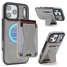 Dteck - 2-in-1 Magnetic Wallet Case for Apple iPhone 18 Pro Max,Slim PU Leather Back Cover with Detachable Card Holder Kickstand - Gray