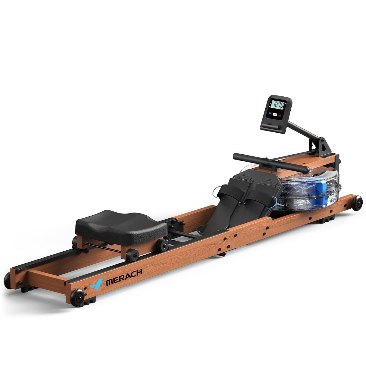 Back. MERACH - MERACH R28 Foldable Wood Water Rowing Machines for Home Gym with Free MERACH App for Immersive Water Rower - Wood.