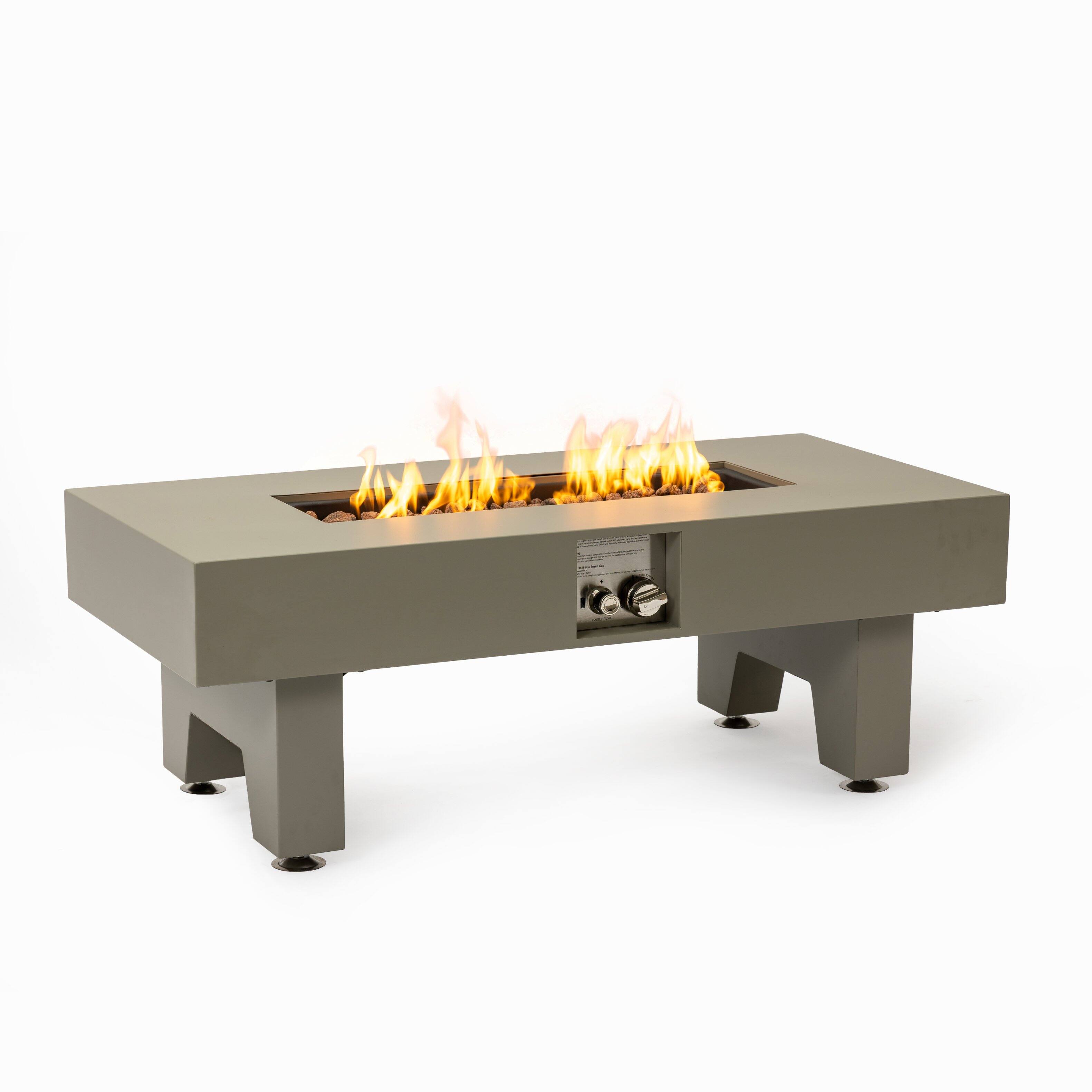 Angle. PexFix - 42" Rectangular Propane Fire Pit Table, 50,000 BTU Outdoor Heater for Patio Gatherings - Grey.