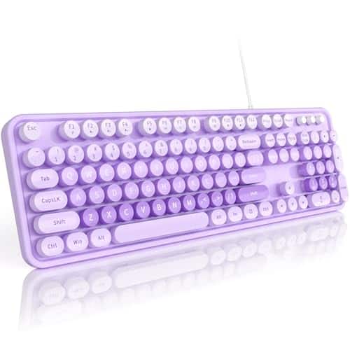 Reds Spade - Wired Computer Colorful Full size With Round Keycaps Typewriter Keyboards For Windows Laptop Pc Desktop - purple