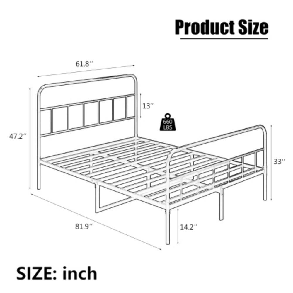 Product Size  
61.8" x 47.2" x 81.9" x 33" x 13" x 14.2"  
660 LBS  
SIZE: inch