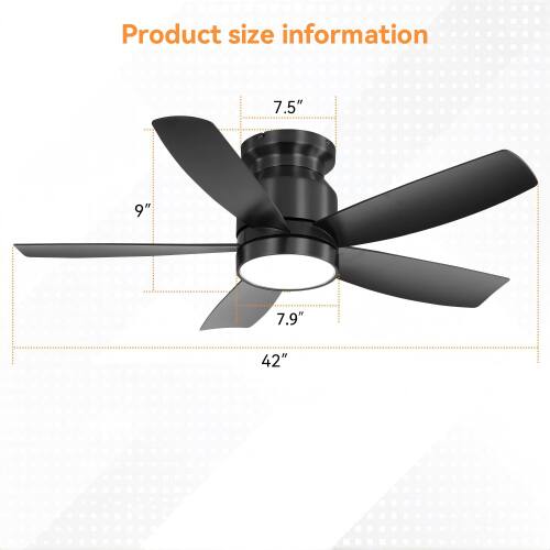 Product size information: 7.5" 9" 7.9" 42"