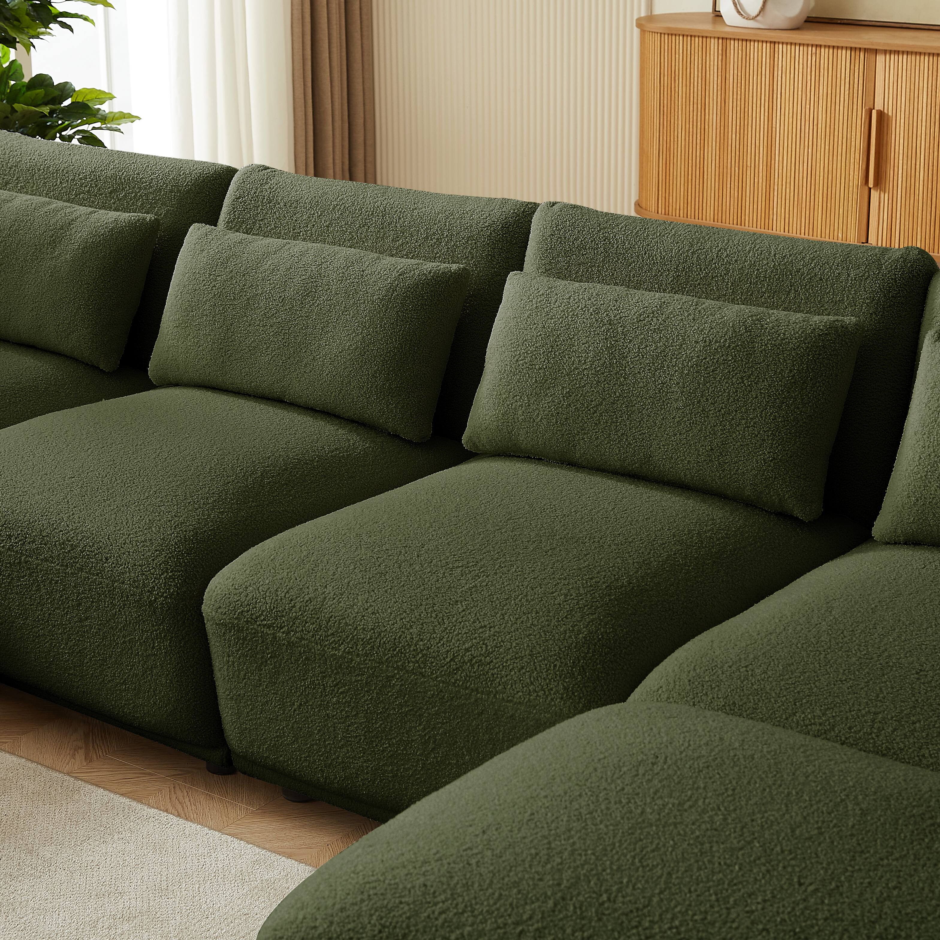 Left. Electra Tech Xpress - FREEHOMAE-Modular L Shaped Couch with Removable Ottoman - Green.