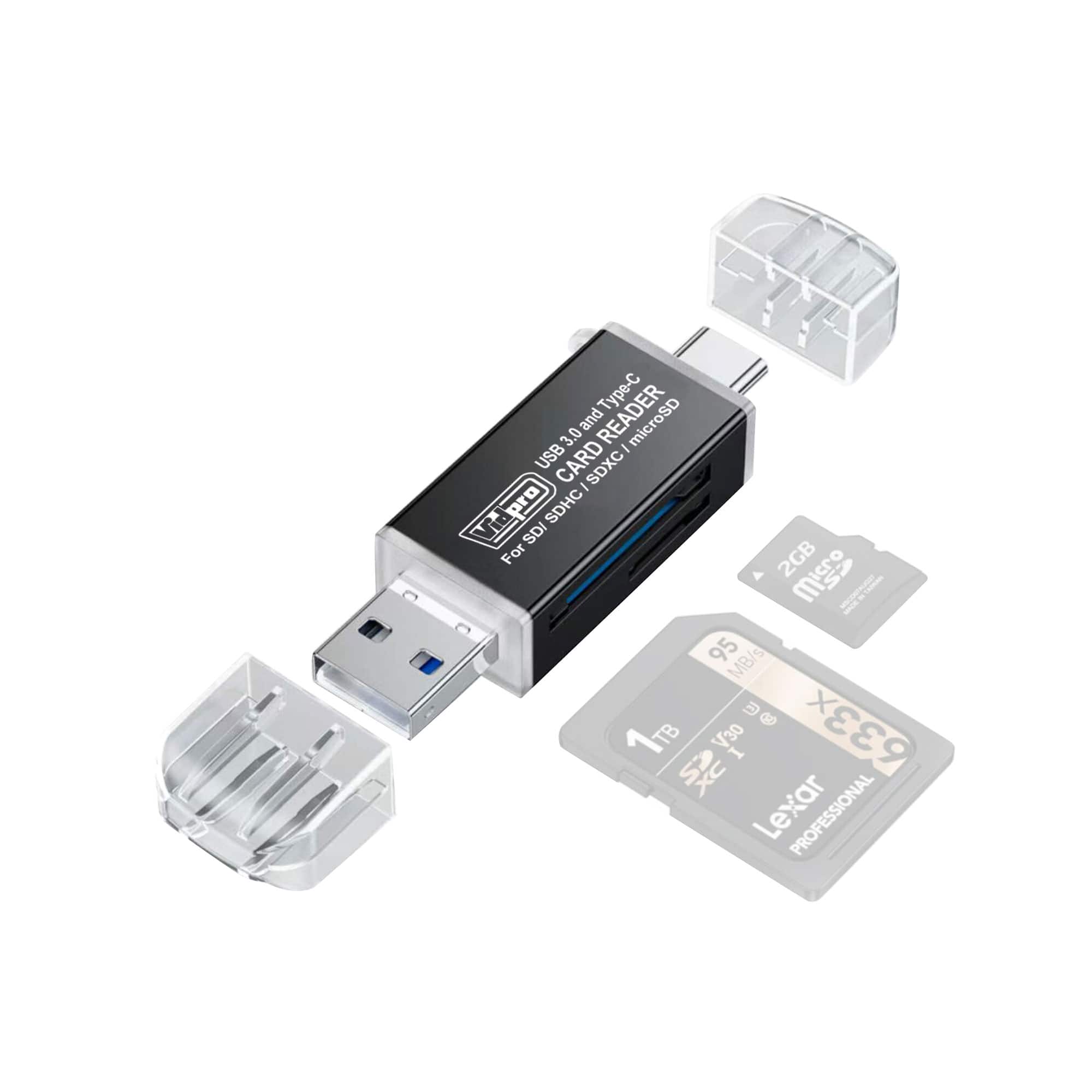 Vidpro - CR-TC3 USB 3.0 SD µoSD Card Reader - Black