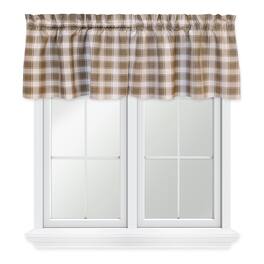 Ellis Curtain - ELLIS 50% Polyester 50% Cotton Country Check Tailored With 1.5" Rod Pocket Valance 58" x 15" - Camel