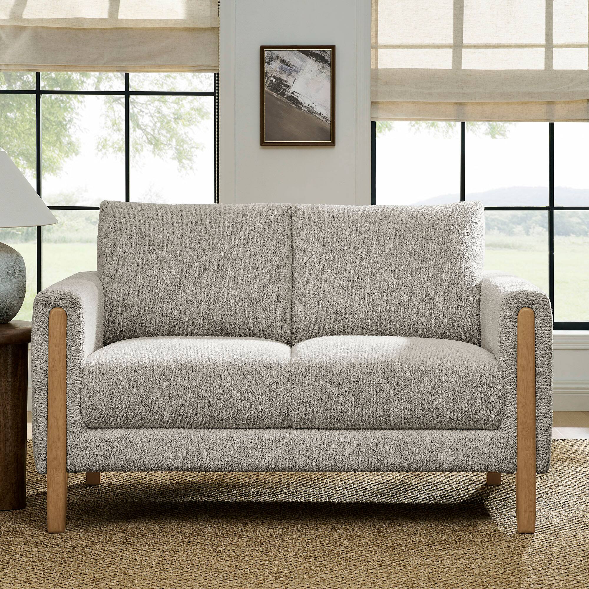 Hawken Boucle Fabric Loveseat by Modway - Parchment Beech