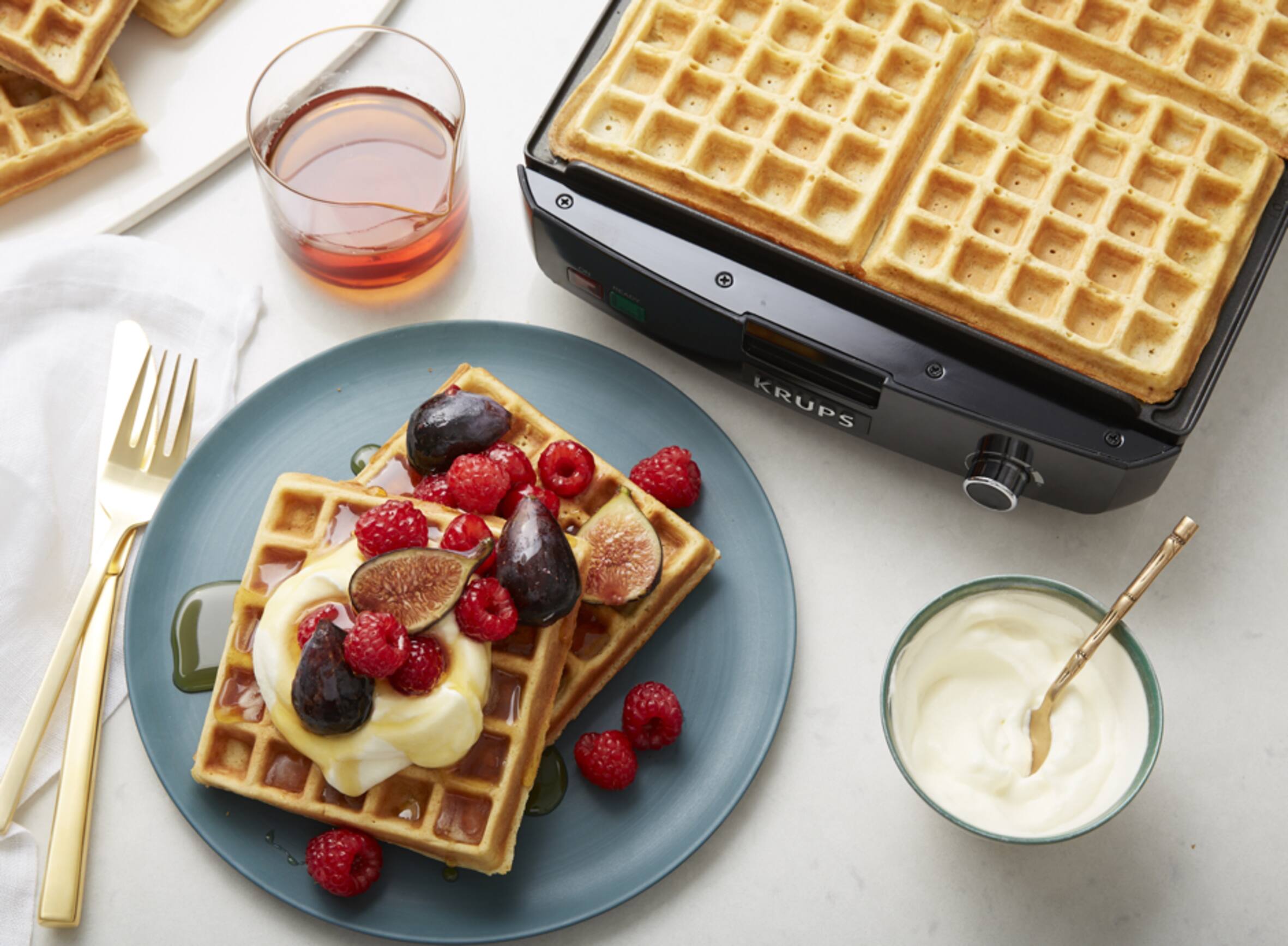 Alt View 1. Krups - Krups 4 Slice Belgian Waffle Maker with Removable Plates, Stainless Steel - Black.