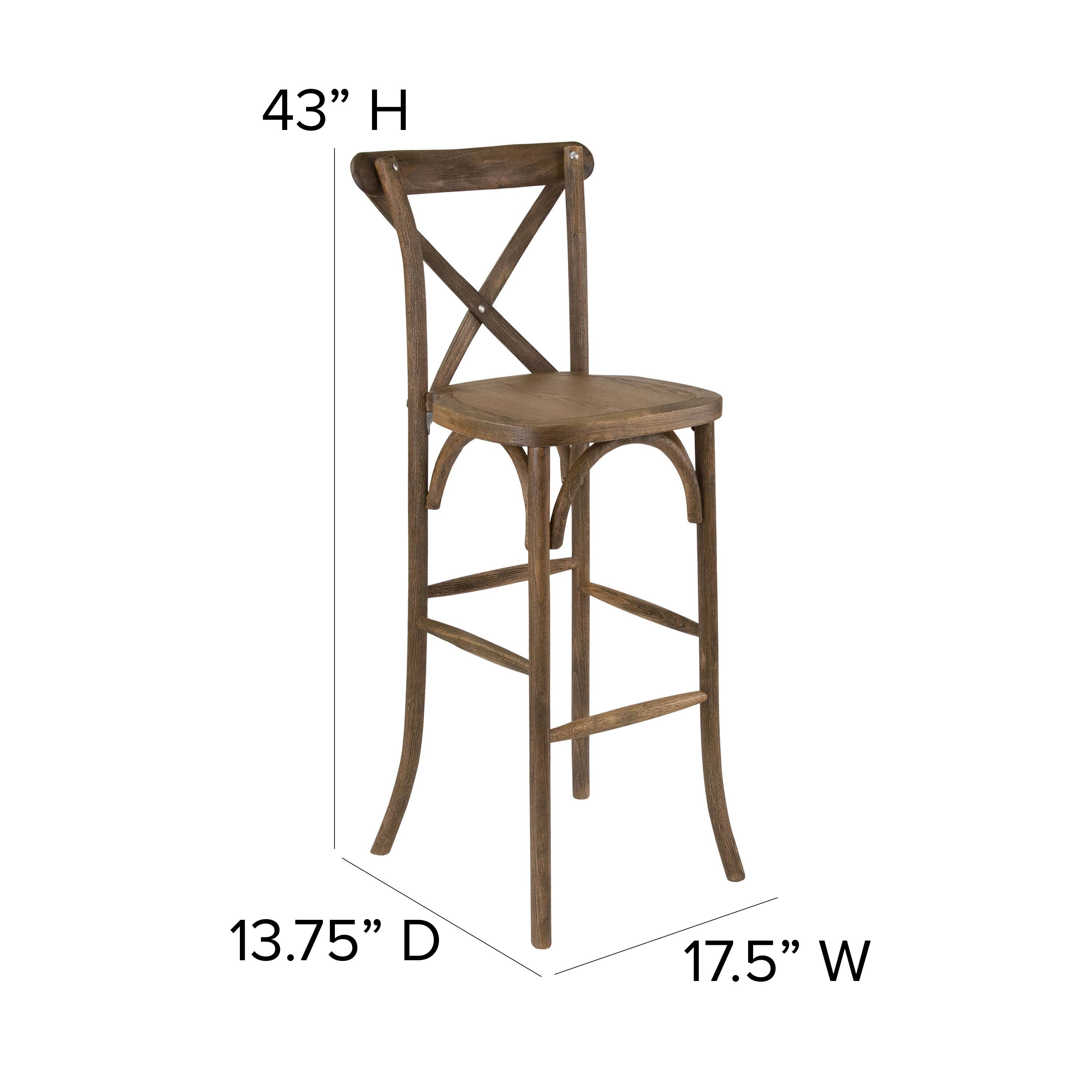 Alt View 16. Alamont Home - HERCULES Series Wood Cross Back Barstool - Dark Antique.