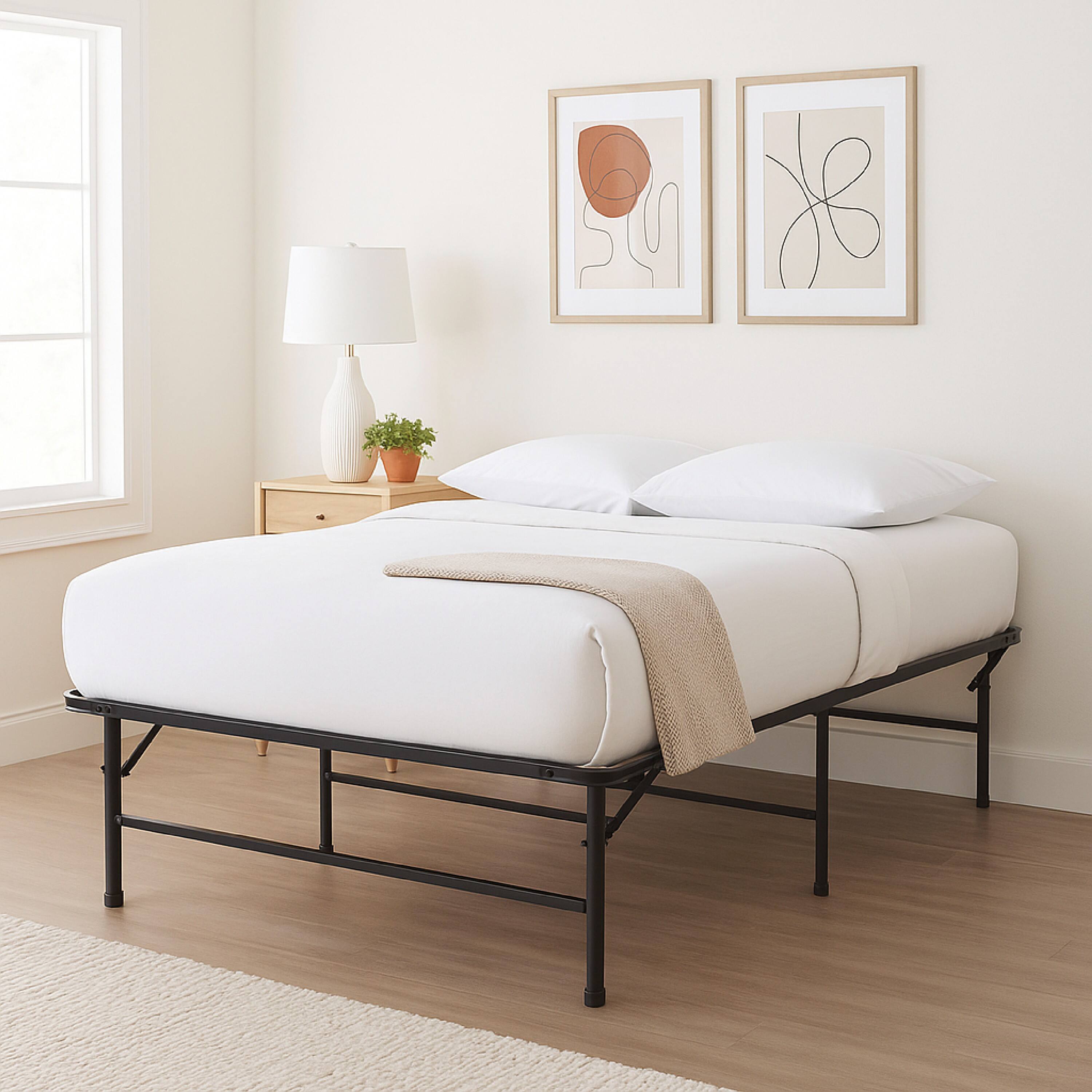 Alt View 5. Manhattan Lane - Adel King Size Low Profile Bed Foldable Metal Frame - Black.