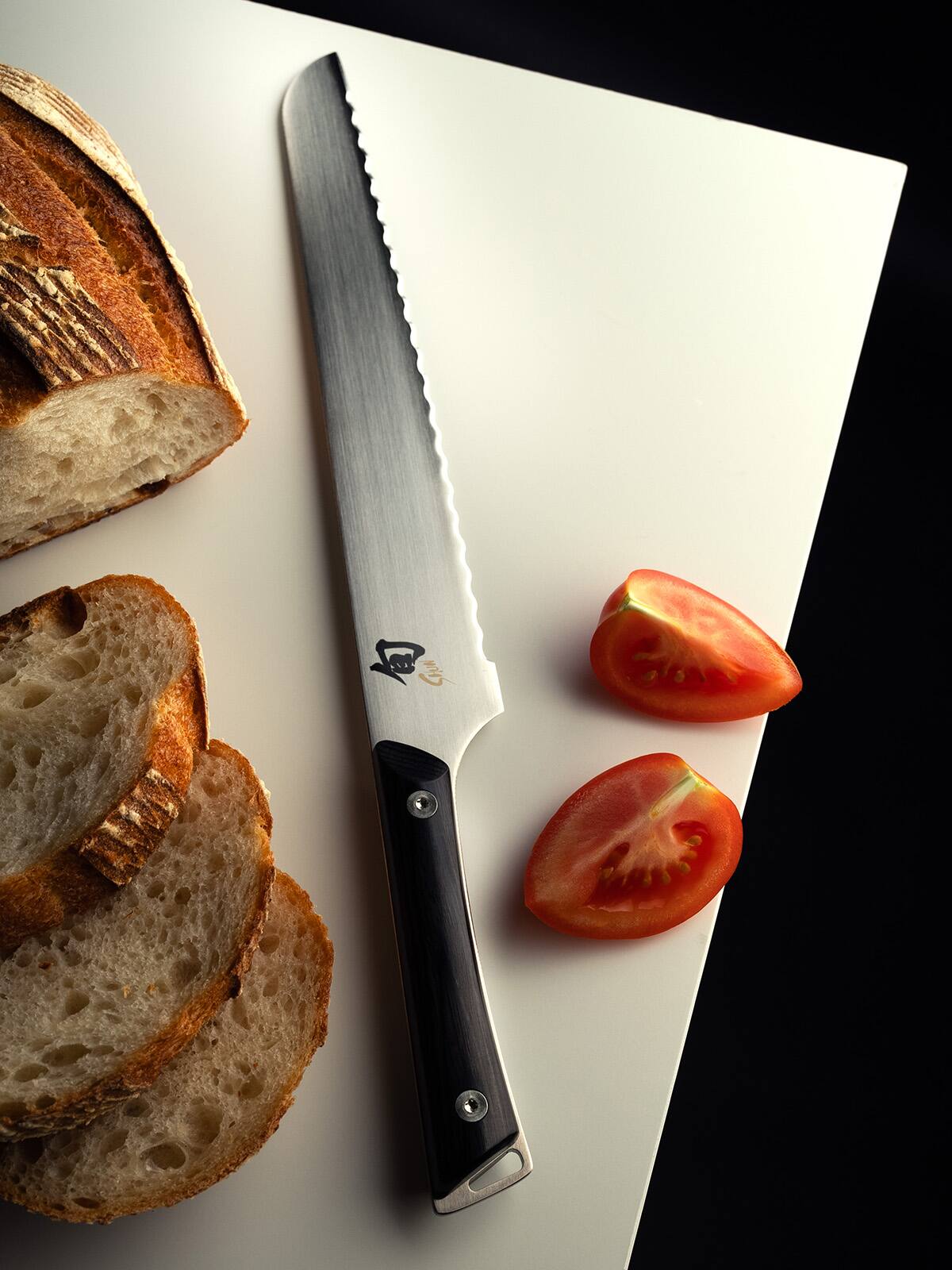 Alt View 2. Shun - Kazahana Bread Knife, 9 Inch - Silver.