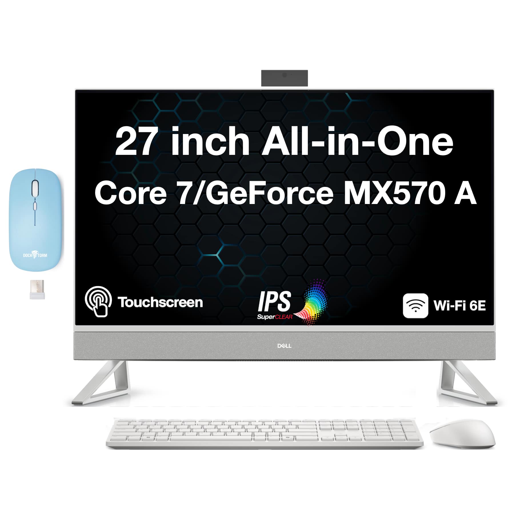 Dell - Upgraded - 27 All-in-One 27 FHD Display (Core 7 150U, 16GB, 1TB SSD, GeForce MX570 A, Win 11 Pro) w/Dockztorm Wireless Mouse - White