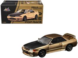 Pop Race - Skyline GT-R R32 RHD (Right Hand Drive) with Carbon Hood "Tokyo Auto Salon 2025" 1/64 - Chrome Gold
