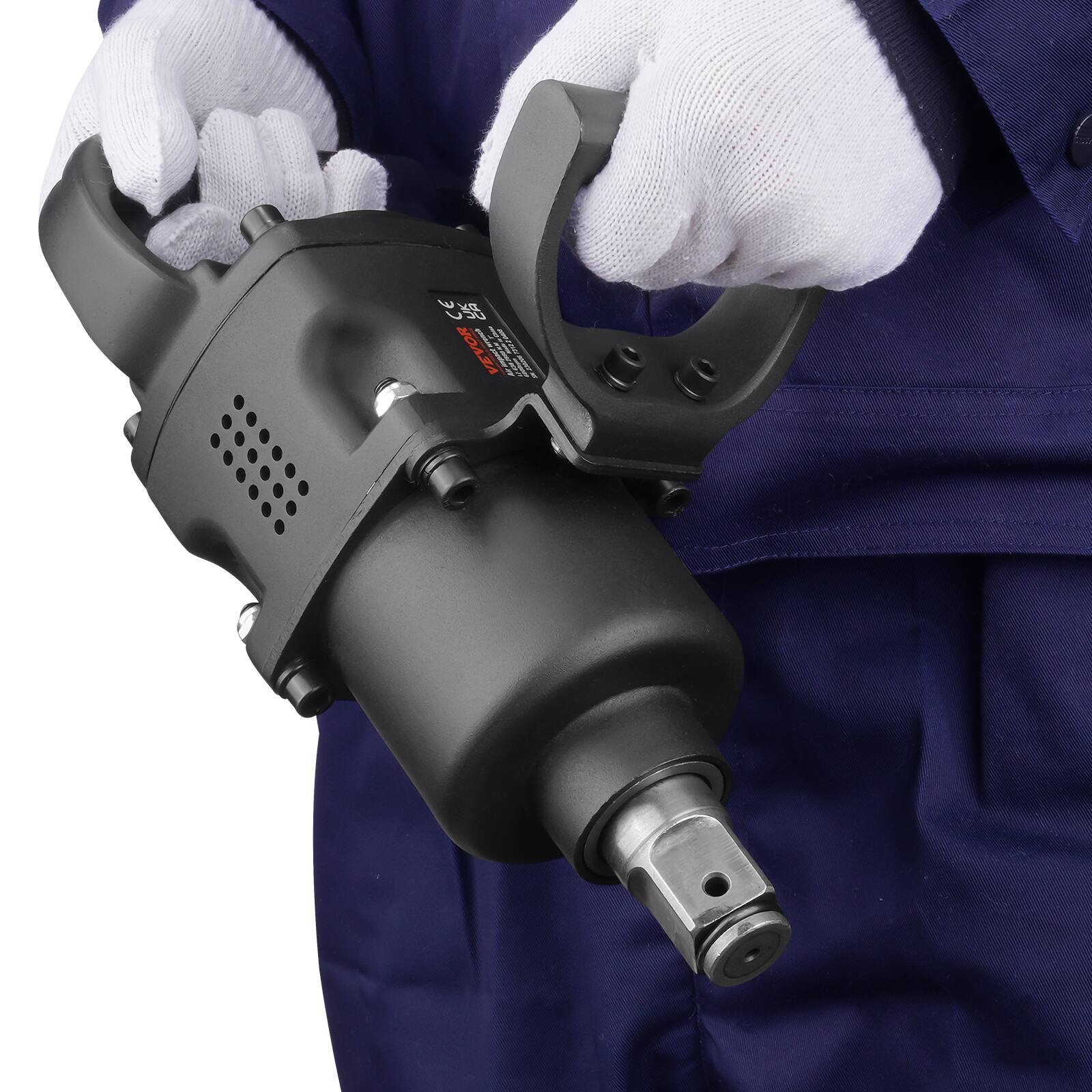 Alt View 5. VEVOR - 1 Inch Air Impact Wrench, Up to 2730 ft-lbs Reverse Torque Output 1" Pneumatic Impact Gun Lightweight - Black.