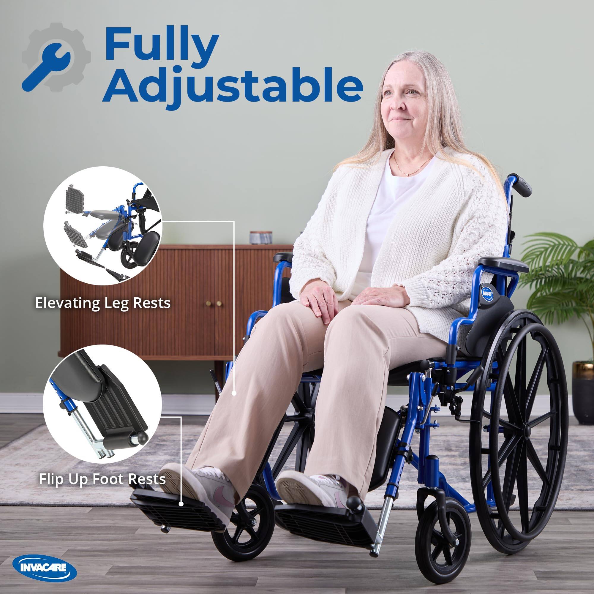 Fully Adjustable Elevating Leg Rests - Flip Up Foot Rests INVACARE
