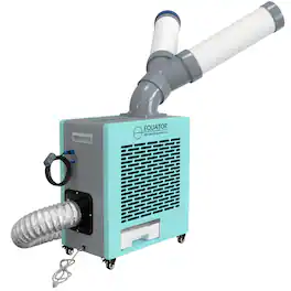 Equator - 10000 BTU 3-in-1 Outdoor/Indoor HEATER, AIR CONDITIONER, FAN, Remote & Hot Air Exhaust 1000 sq ft 110V - Turquoise Blue & Silver