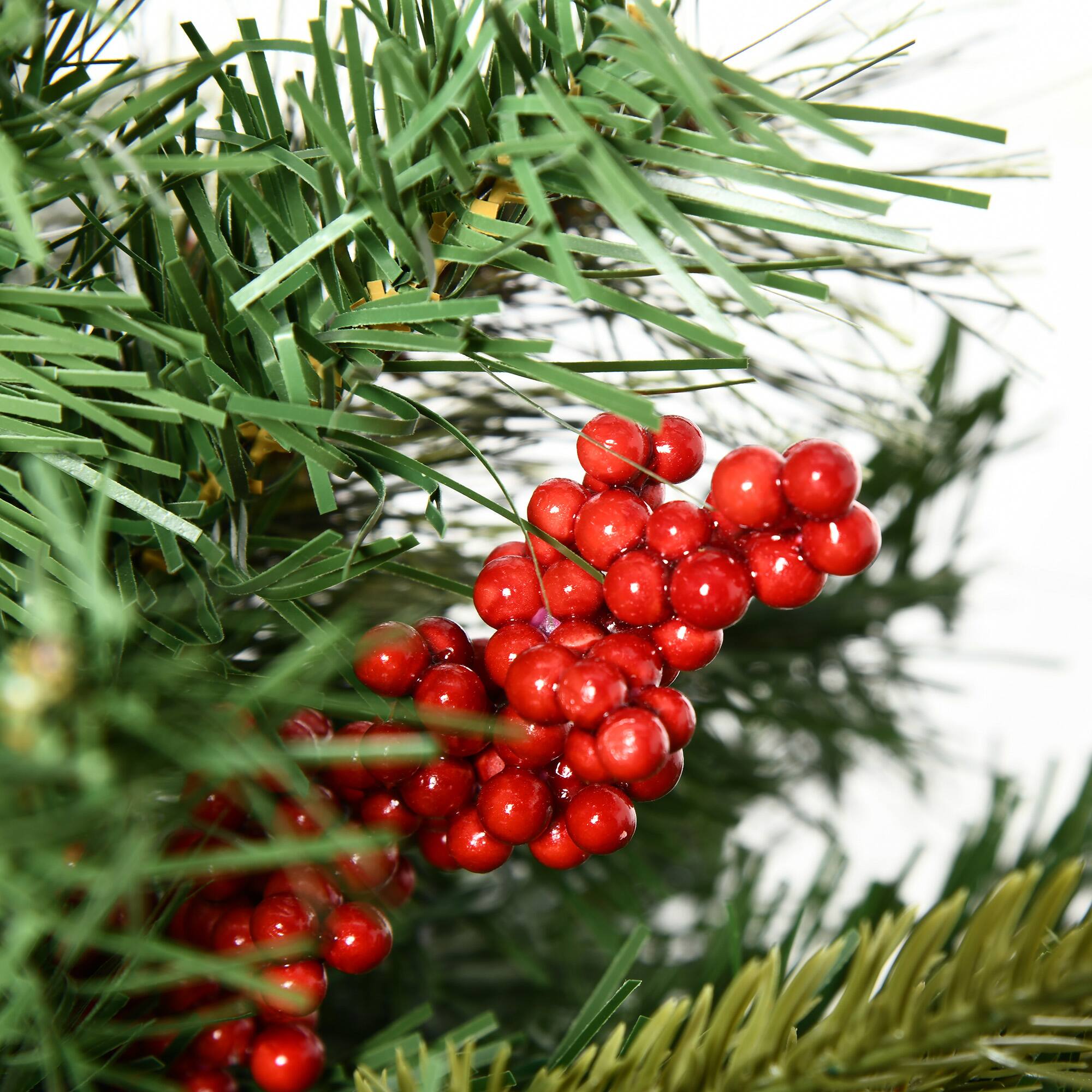 Alt View 8. Homcom - 2-Pack 22-inch Prelit Artificial Christmas Tree, Cordless, 69 Branches, Warm White LEDs, Red Berries, Pine Cones - green.