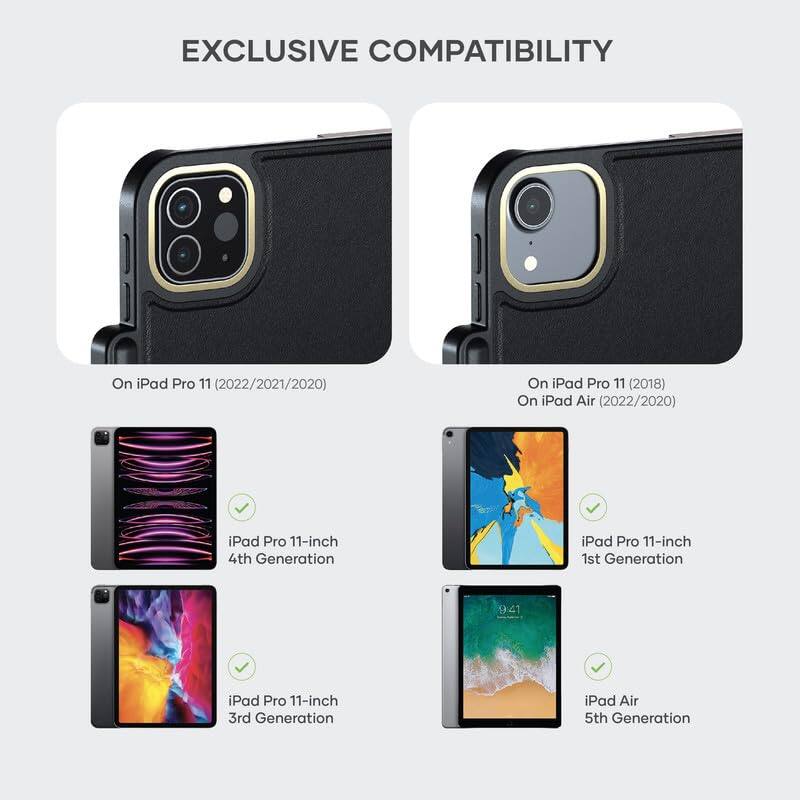 EXCLUSIVE COMPATIBILITY

- On iPad Pro 11 (2022/2021/2020)
- On iPad Pro 11 (2018)
- On iPad Air (2022/2020)

- iPad Pro 11-inch 4th Generation
- iPad Pro 11-inch 1st Generation
- iPad Pro 11-inch 3rd Generation
- iPad Air 5th Generation