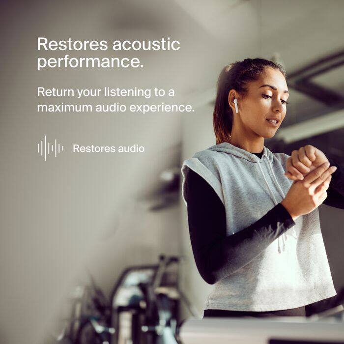 Restores acoustic performance.  
Return your listening to a maximum audio experience.  
Restores audio