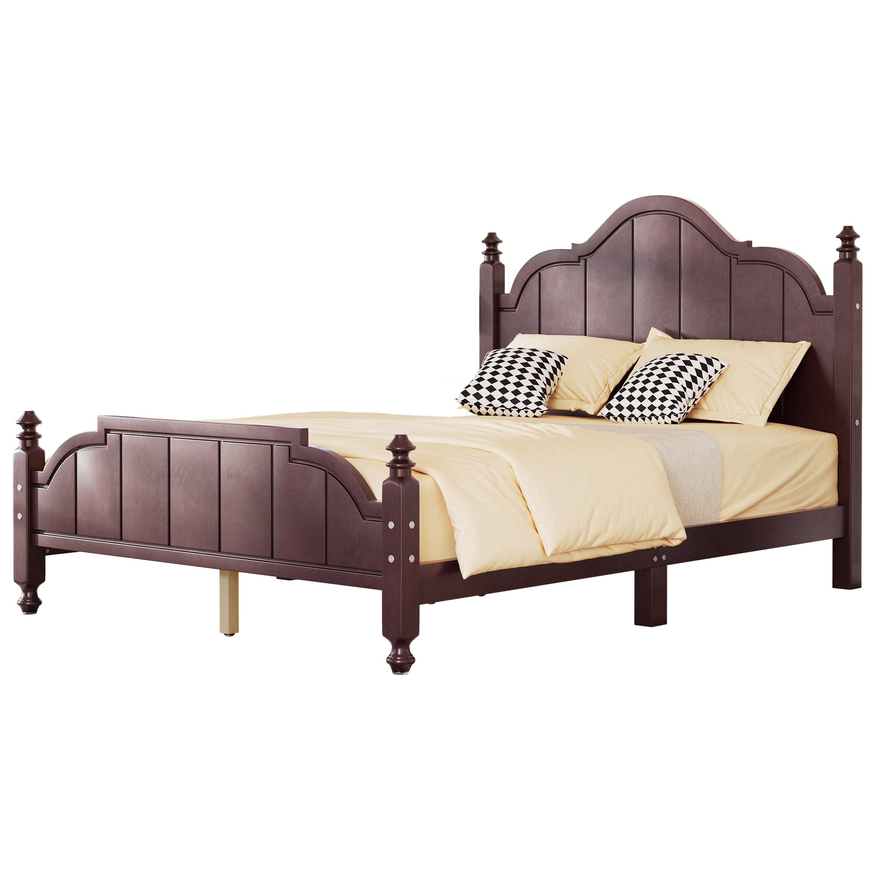 Alt View 5. Boyel Living - Full Size Wooden Bed Frame with Headboard Vintage Platform Bed with Slats Support Easy Assembly Espresso - Espresso.