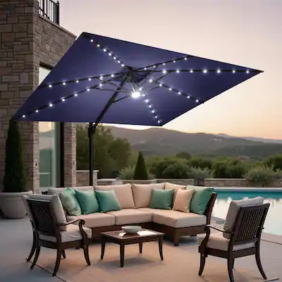 crestlive products cantilever patio umbrella 9 x 11 ft Outdoor Offset with Base Packing list Crestlive Products 11-ft Aluminum Navy