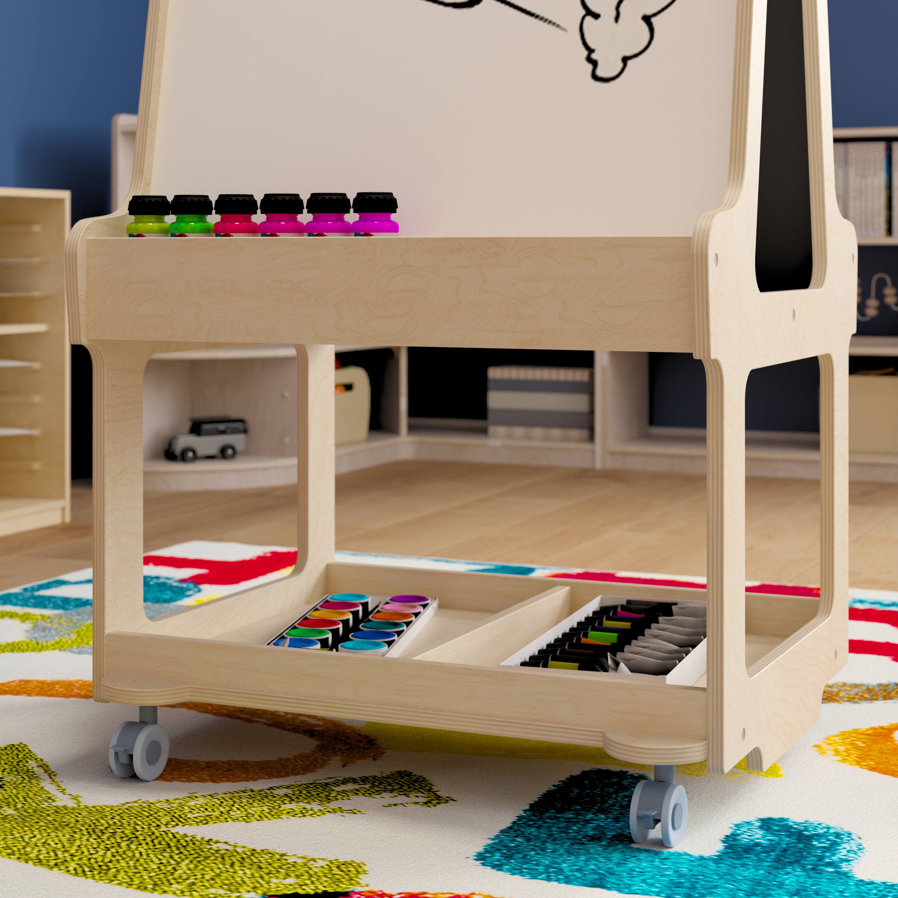 Flash Furniture Bright Beginnings Commercial Wooden Mobile Dual Sided 2 ...
