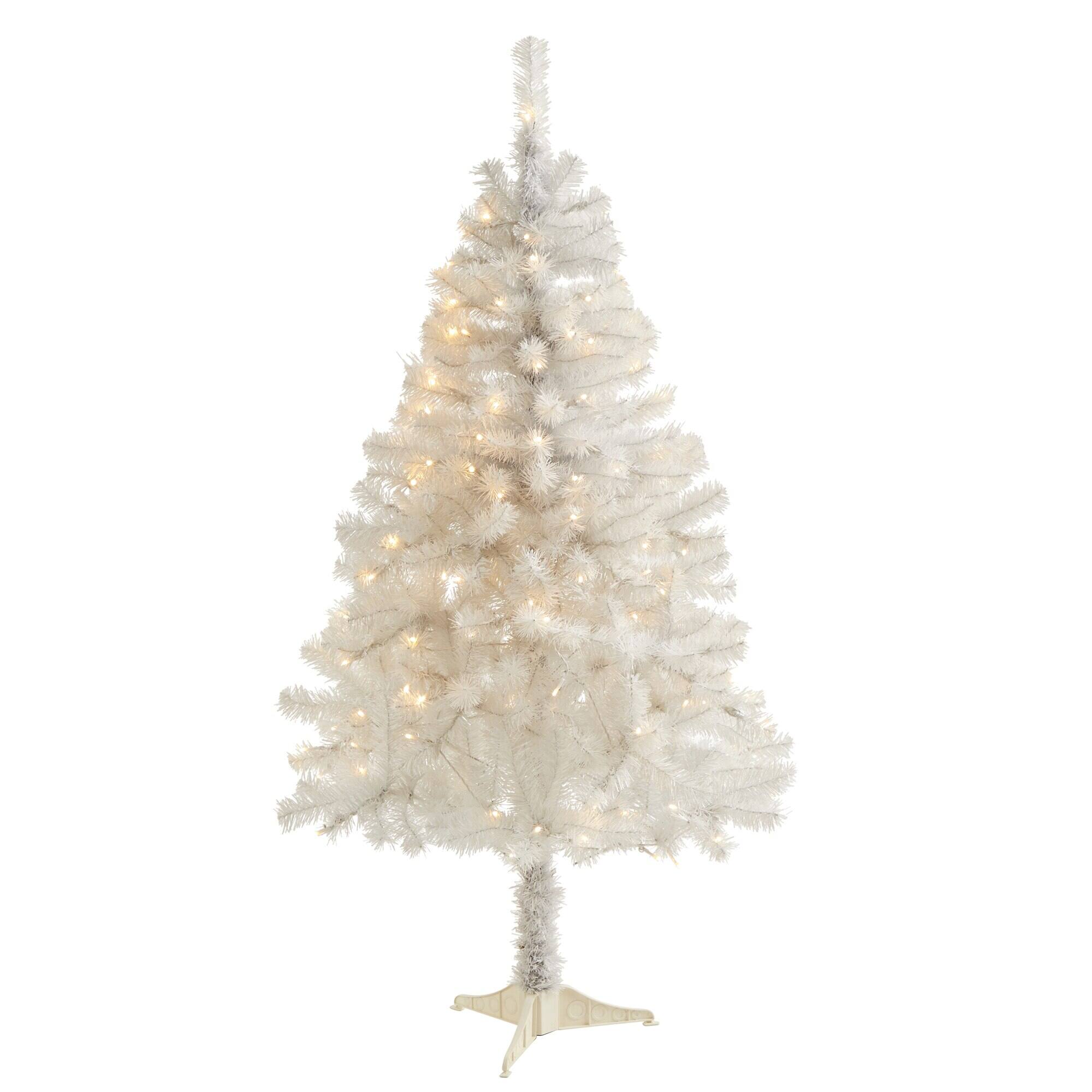 Front. BreeBe - 5' White Artificial Christmas tree with 150 LED and 350 Tips - White.