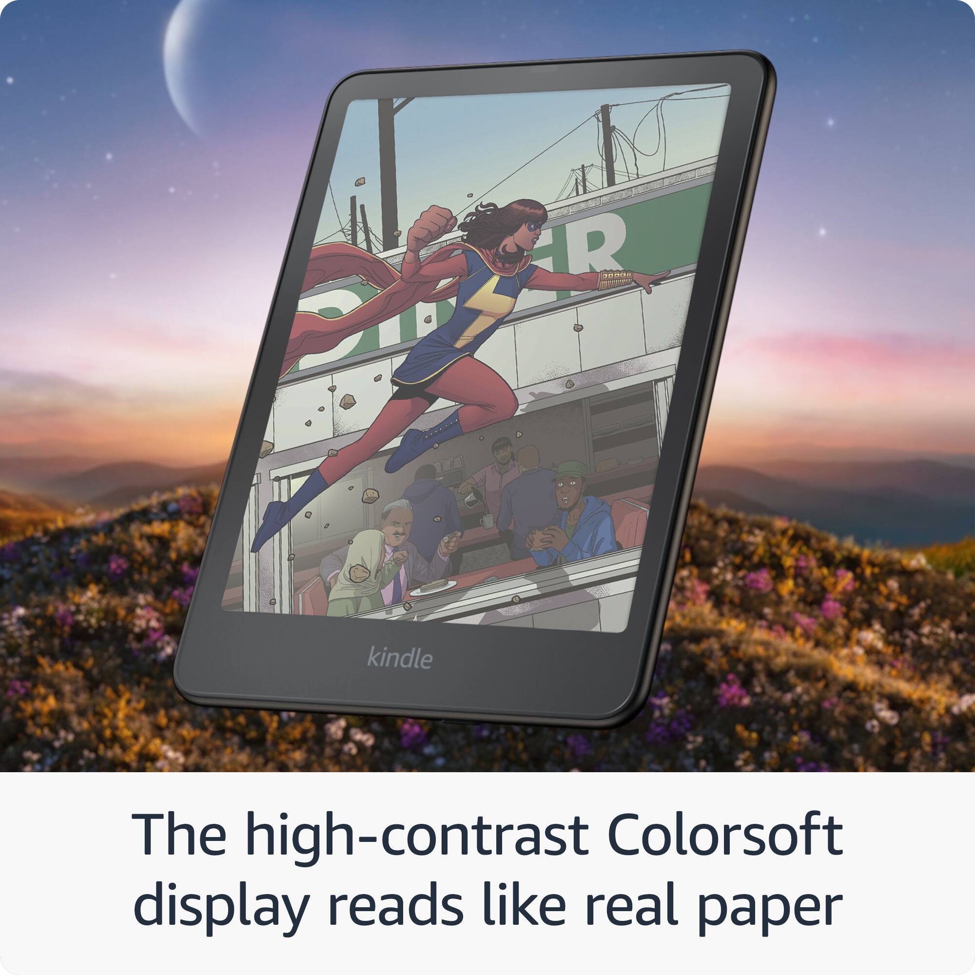 The high-contrast Colorsoft display reads like real paper.
