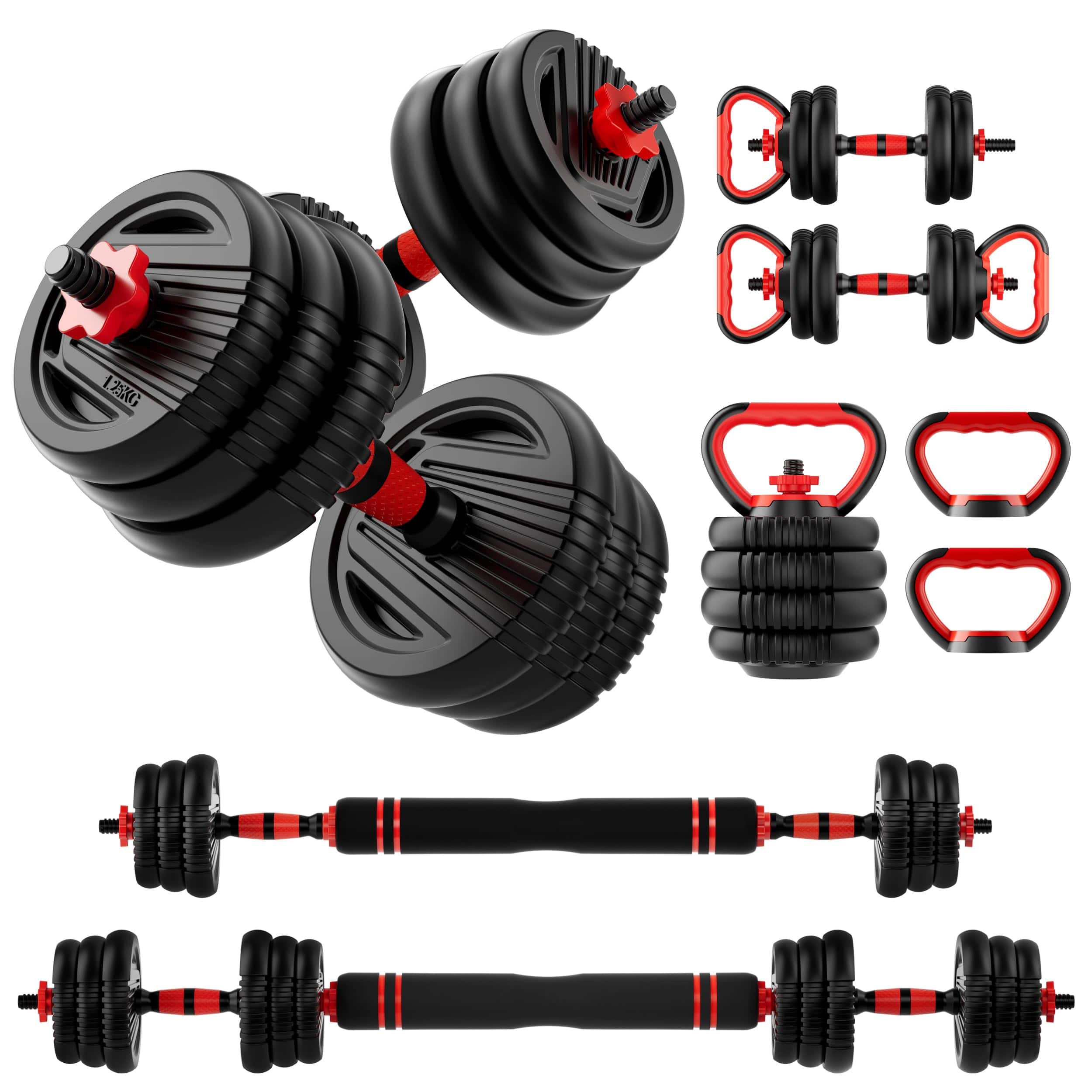 Alchemy Casas - Adjustable Dumbbell Set 10 20 30 45 70 s Free Weight With Connector 1 Dumbbells As Barbell Kettlebells Push - Multi