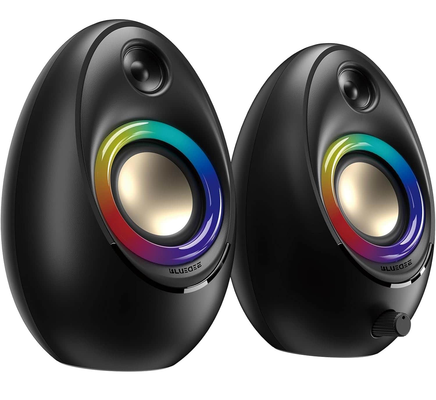 FINEAK - Hi-Fi Computer Speakers-Bluetooth 5.4, RGB Lights & USB Power - Black