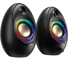 FINEAK - Hi-Fi Computer Speakers-Bluetooth 5.4, RGB Lights & USB Power - Black