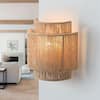 Front. Parrot Uncle - 1-Light Farmhouse Rattan Wall Sconce, Rustic Hemp Rope & Metal Cage Wall Lamp for Bedroom, Hallway, and Entryway - Brown.